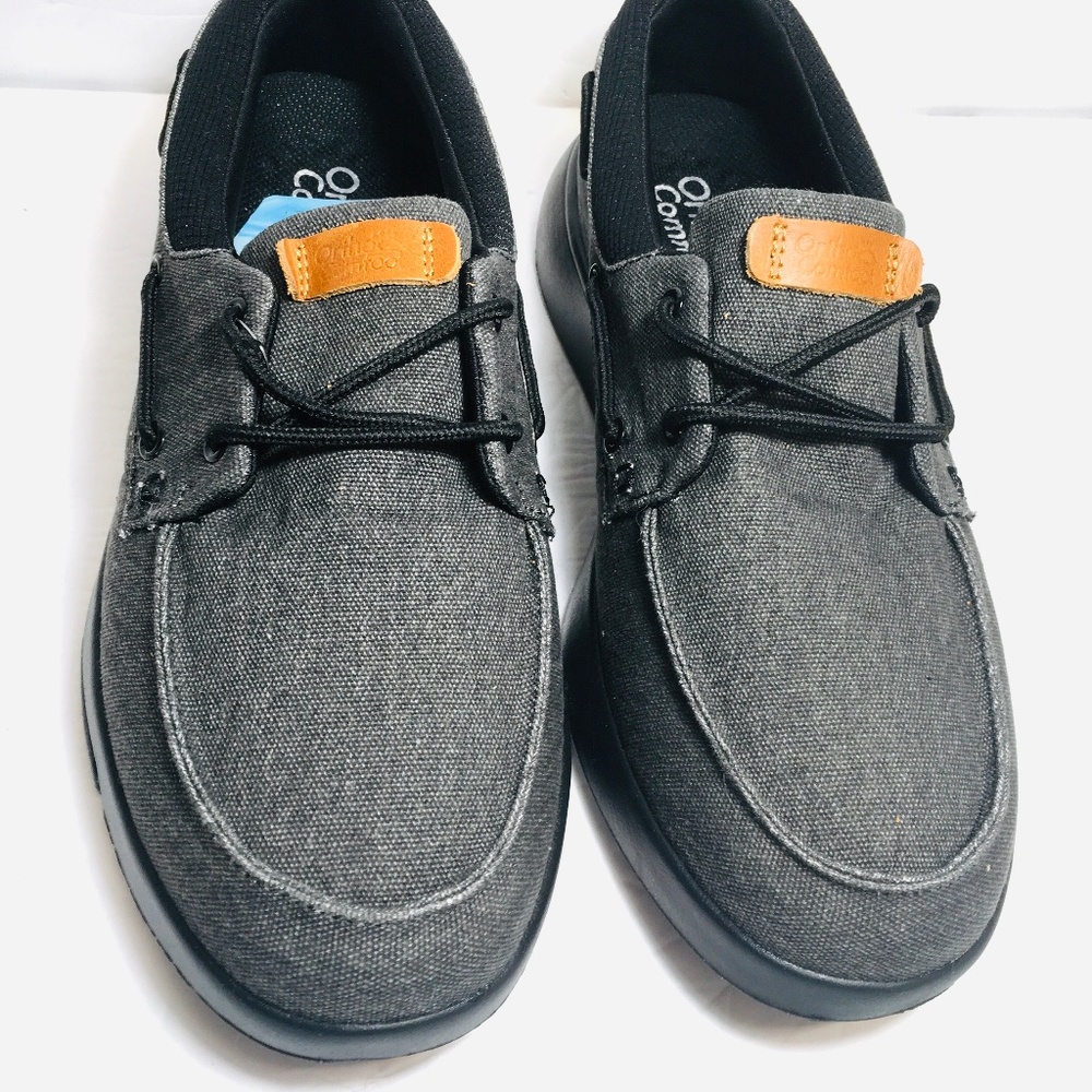Ortho Comfort Men’s Casual Dark Gray Canvas Lace Up Loafer With Arch Support 10M